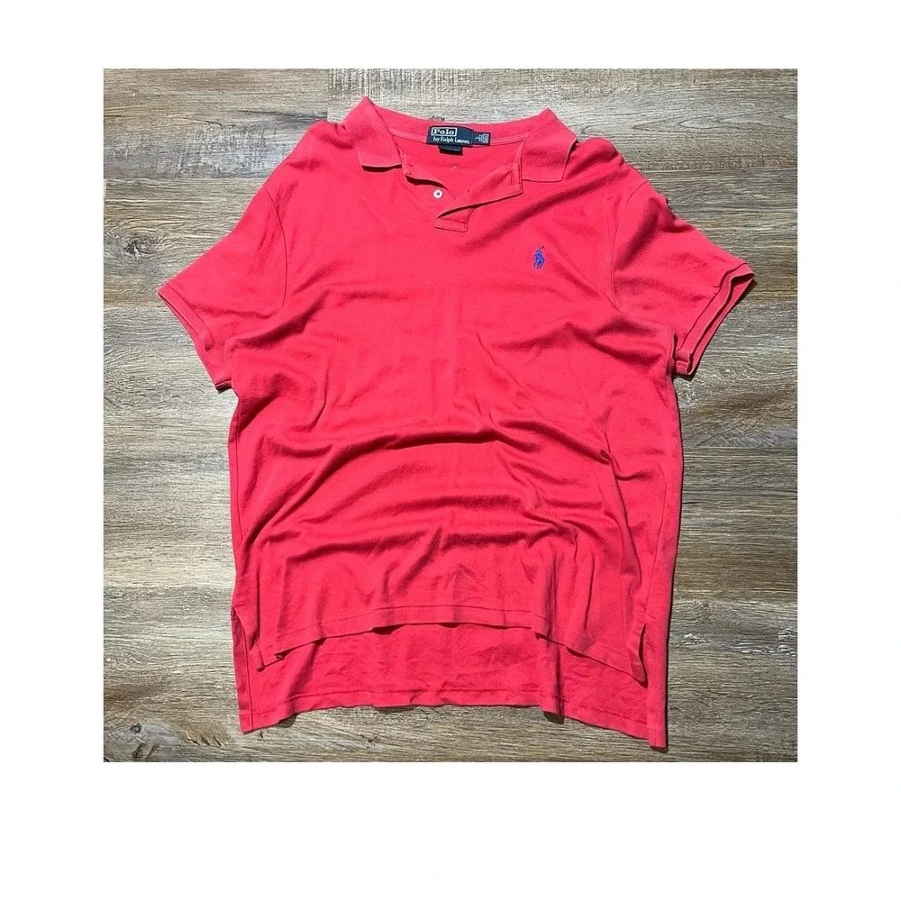 Ralph Lauren Red Polo Shirt with Button Collar‎